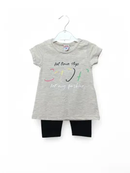 Compleu de vara pentru fetite, model Fashion, gri