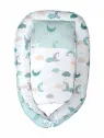 Baby Nest cu pernuta, bumbac hipoalergenic, verde/alb