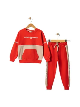 Trening baieti, imprimeu STYLISH and SPORTY, rosu